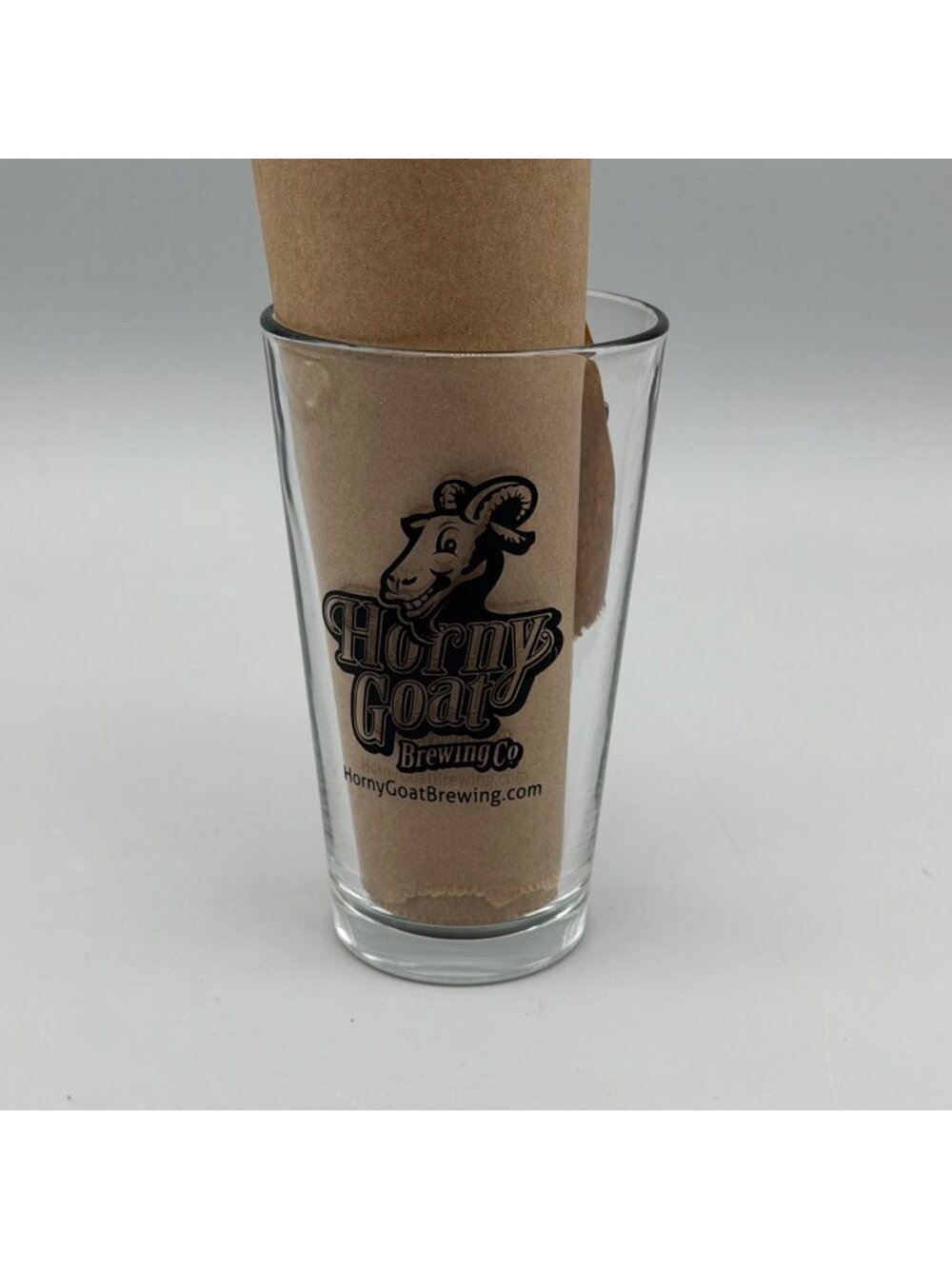 Horny Goat Brewing Co Pint Glass 16 Oz Clear Black Logo Collectible Barware